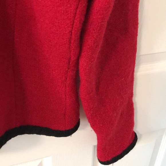 Red Black Floral Pure Vegan Wool Cardigan Size 8 - Picture 8 of 11